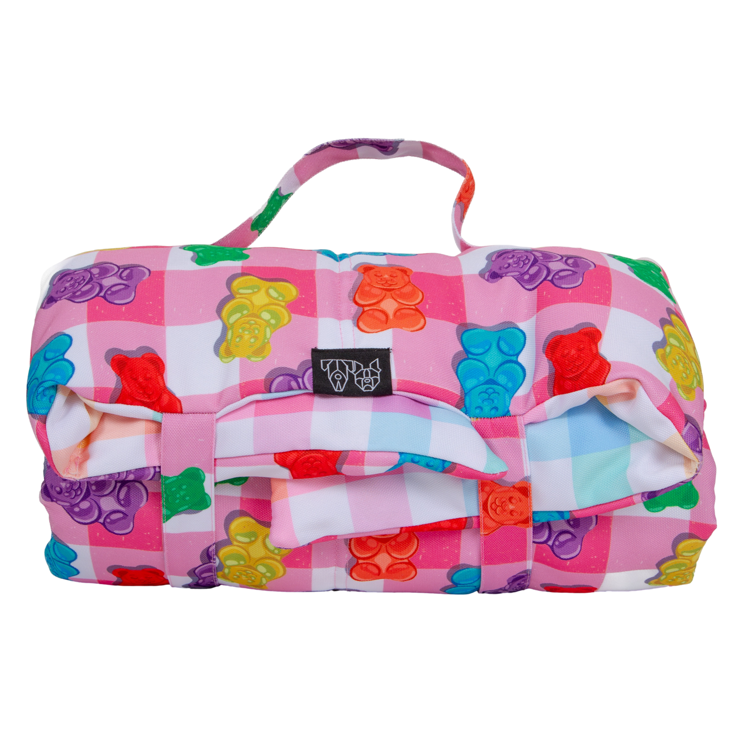 ON-THE-GO PET MAT: Beary Sweet/Rainbow Gingham