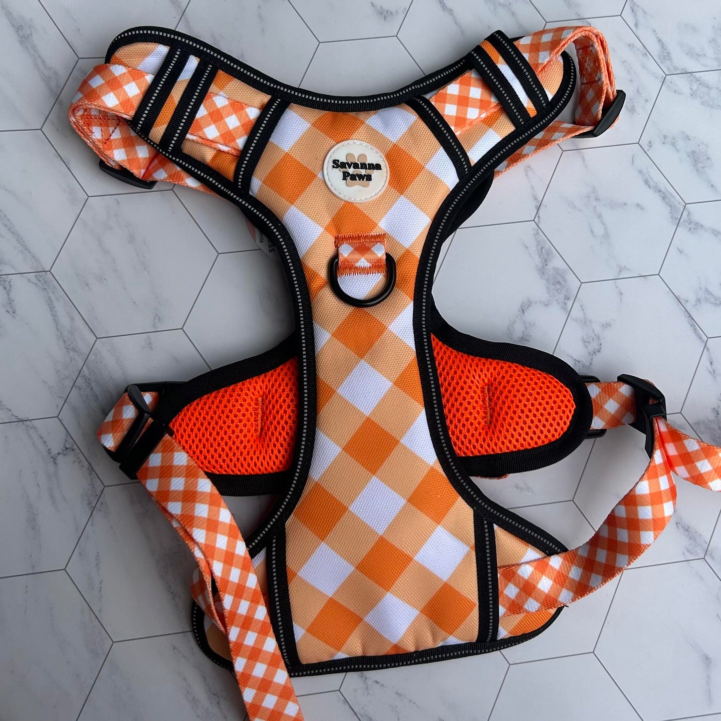 Orange Gingham - Anti-Pull Harness