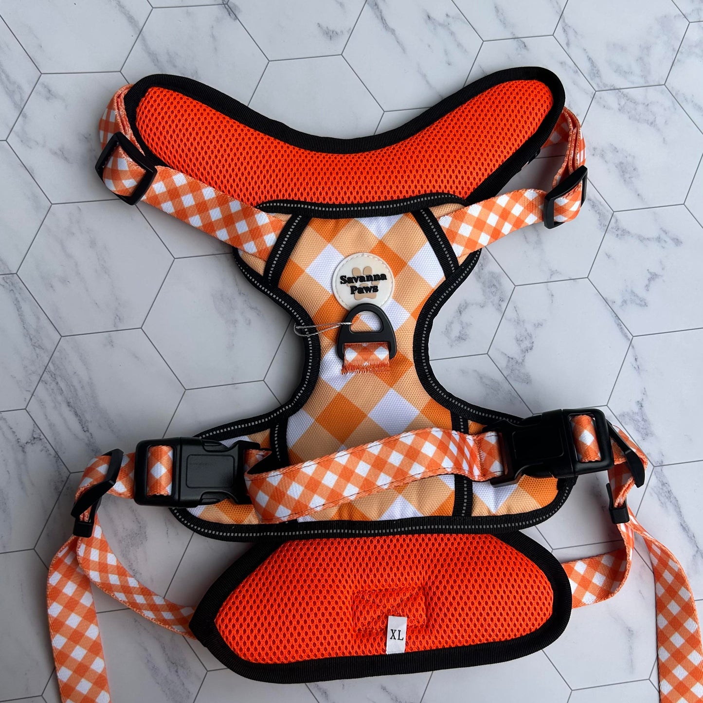 Orange Gingham - Anti-Pull Harness