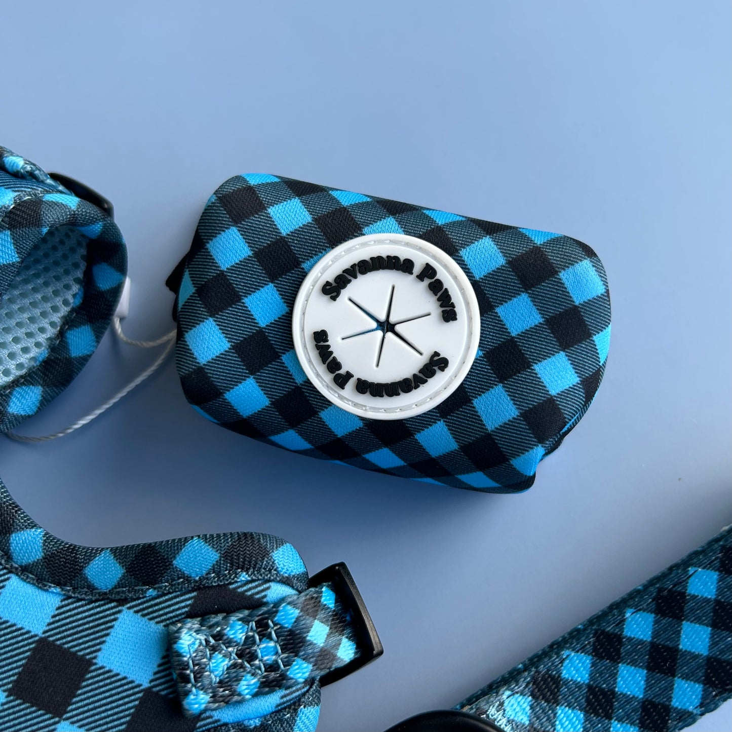 Blue & Black Gingham - Poop Bag Holder