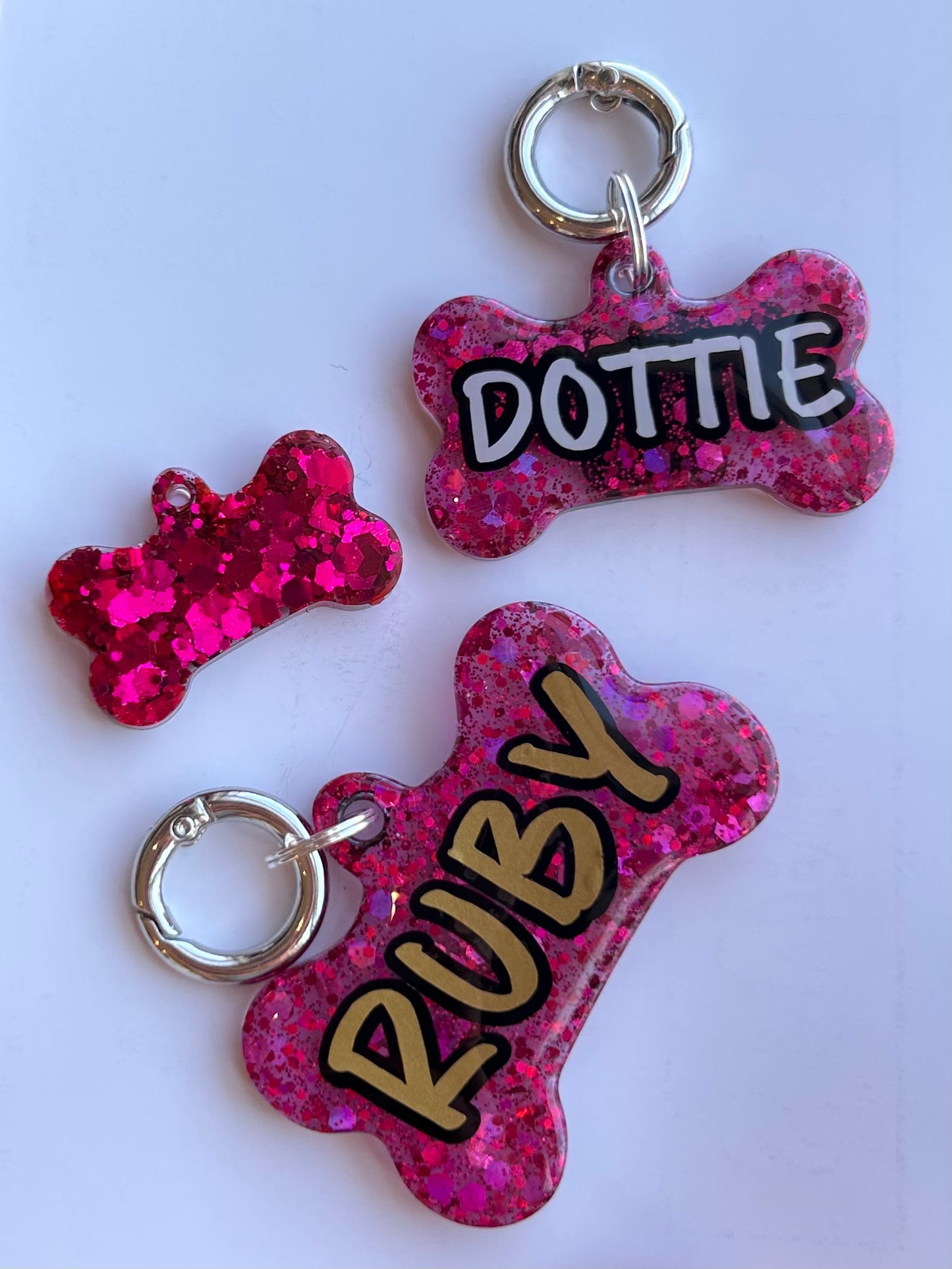 Pink Glitter Pet Tag