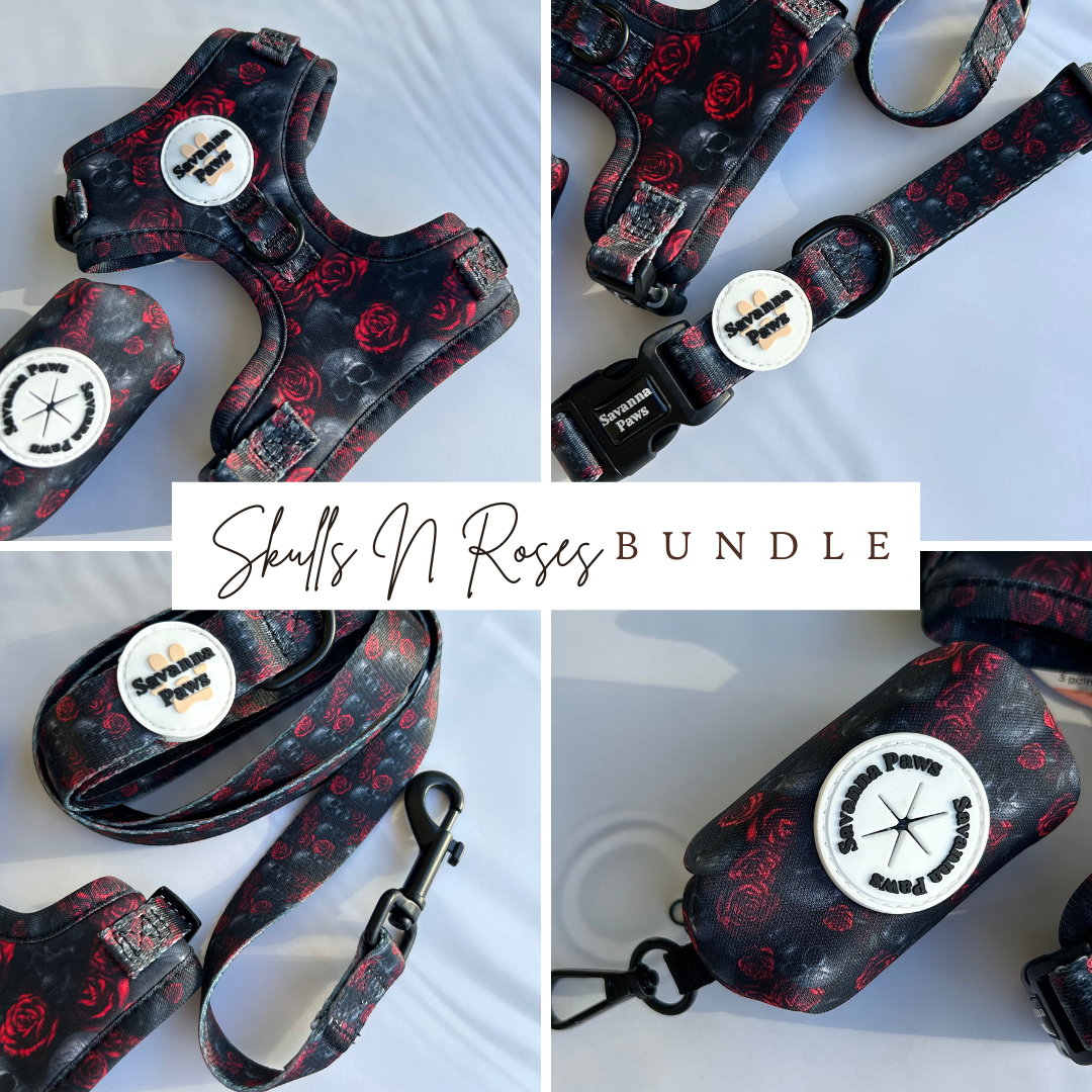 Skulls N Roses Bundle - With Poop Bag Holder