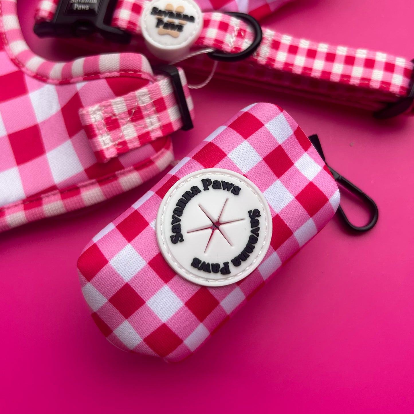 Pink Gingham - Poop Bag Holder