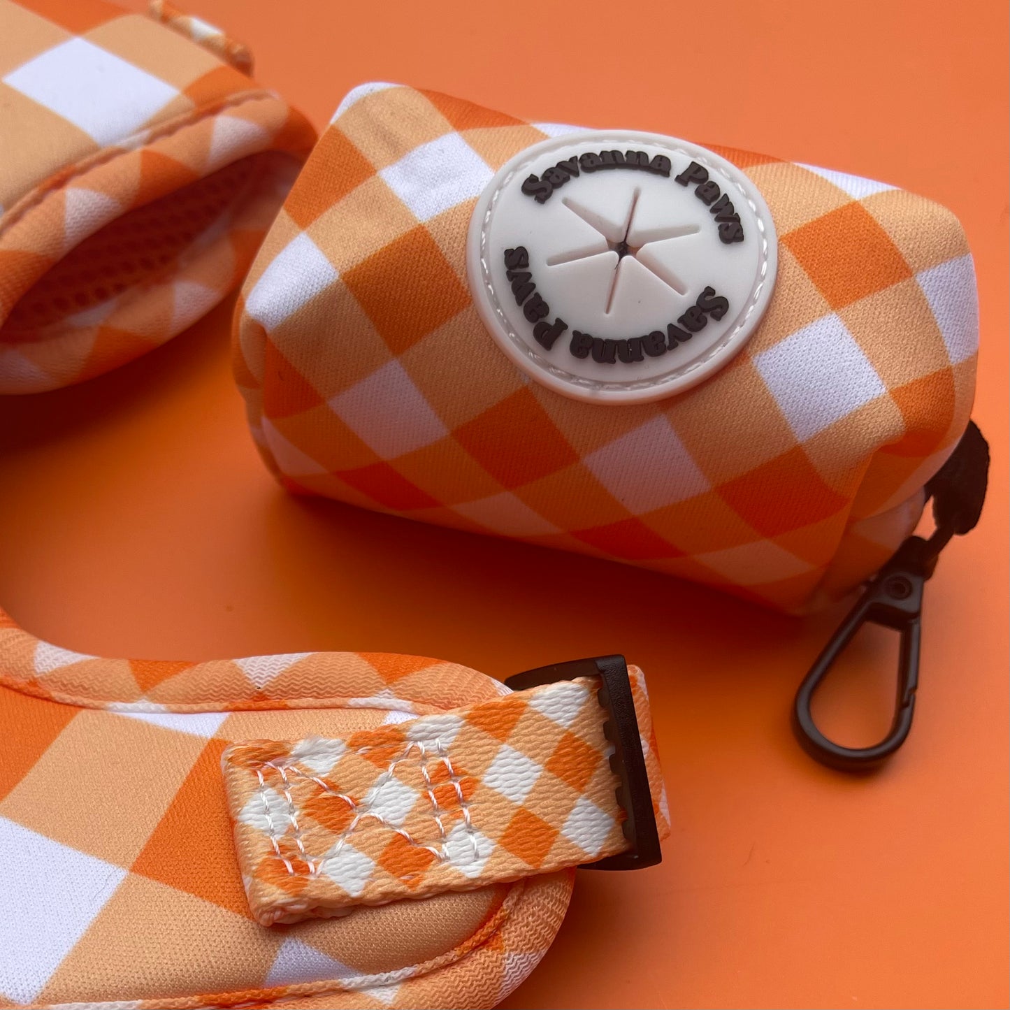 Orange Gingham - Poop Bag Holder